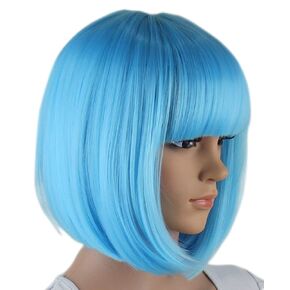 Rainbow Bob Wigs and A Wig Cap- Women's Short Straight Multi-Color Cosplay Wigs -Comfortable& Breathable& Durable-Rose Net; wig007A