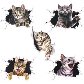 ELANE Car Sticker Set Includes 5 3D Simulation Cute Cat Scratches to Cover The Body Sticker