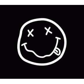 White Nirvana Smiley Face Grunge Kurt Cobain Sticker Decal, Vinyl for Cars, Trucks, Tool Boxes, MacBook - Virtually Any Hard, Smooth Surface