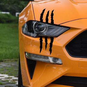 4Pcs Car Stickers Vinyl Claw Marks Decals for Men,Car Light Eyebrow Graphics (PVC Material, White)