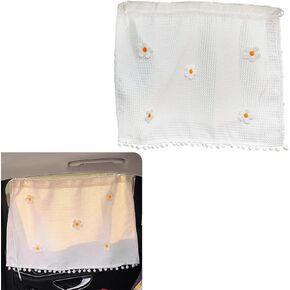 2 PCS Car Side Window Sun Shades, Flower Design, 16.92In x 25.59In Soft Fabric Vehicle Blackout Curtains, Universal Adjustable Automotive Privacy Curtains for Truck SUV Car (White)
