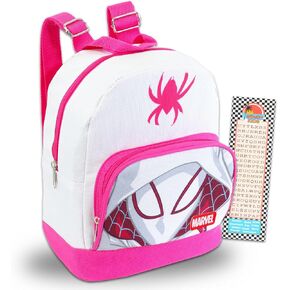Ghost Spider Mini Backpack for Women Set - 10" Canvas Spider Gwen Backpack with Front Pocket and Bookmark | Spiderverse Gwen Stacy Backpack Purse Bundle