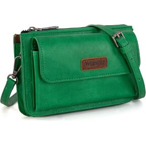 Wrangler RFID Crossbody Wallet Purse Vegan Leather Small Purses for Women with Phone Pocket and Adjustable Strap
