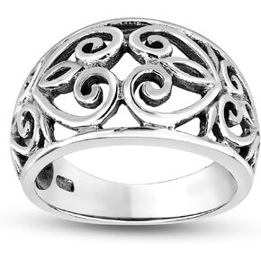AeraVida Harmonious Love Heart Swirls .925 Sterling Silver Ring