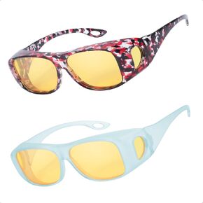 Myiaur Night Vision Glasses for Driving Women, Polarized Night Driving Fit Over Glasses Yellow Tinted Nighttime Glasses