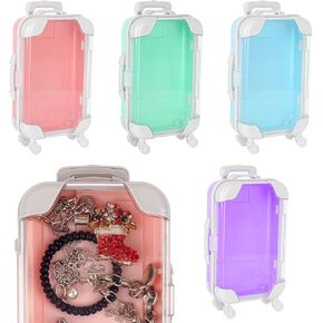 SHIDOW Mini Suitcase Favor Boxes, Mini Suitcase Boxes Plastic Candy Box, Plastic Candy Box Doll Clothes Necklace Ring Jewelry Storage Box Candy Box for Wedding Party Decoration (4 Pcs, large)