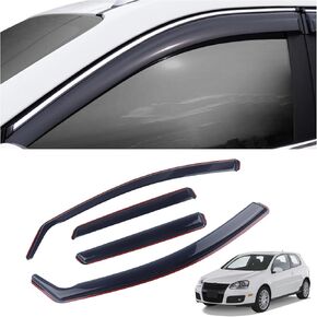 4 Pieces in-Channel Extra Durable Rain Guards Fit for Volkswagen Golf GTI, Golf R32, Rabbit,Window Deflectors,Window Visors (Smoke Black)