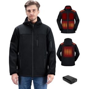 Heated Jackets for Men with 16,000mAh Battery Pack, Mens Waterproof Windproof Soft Shell Heated Coat