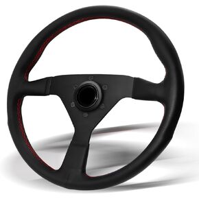 Universal Racing Steering Wheel, 13.4" Grip 6 Bolts Gaming Steering Wheel with Horn Button forRace/Rally/Motorsport/Car Sim Driving, (8951B-Suede Leather)