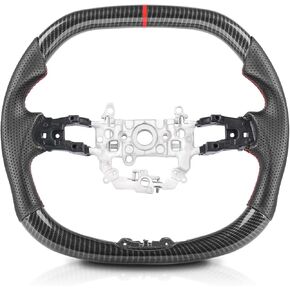 Steering Wheel, Hydro Dip Carbon Fiber Steering Wheel for 11th Gen Honda Civic 2021-2025, Non-Slip D-shaped Flat-bottom Perforated Leather with Replacement for Honda Civic FL5