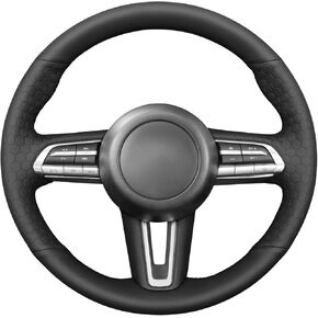 MEWANT Real Leather Hand Stitched Car Steering Wheel Cover for Mazda CX-30 CX30 2019-2020 / Mazda 3 Axela 2019-2020