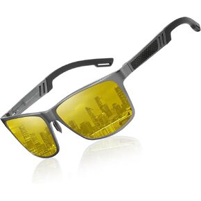 DUCO Night Vision Glasses for Men Anti Glare Polarized Yellow Lens Sunglasses Nighttime Running Fishing Driving Glasses 8125Y