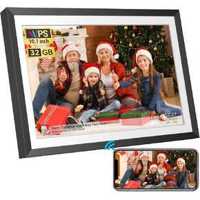 32GB 10.1 Inch WiFi Digital Picture Frame with 1280x800 HD IPS Touch Screen, Send Photo or Videos via App or Email,Support USB Drive/SD Card Extend Storage,Auto-Rotate,Wall Mountable