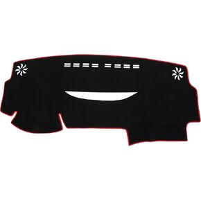 Dash Cover Compatible for Toyota Venza 2008-2017, Non-Slip Polyester Black Red Center Console Dashboard Cover Pad Carpet