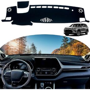 Dashboard Cover for Toyota Highlander Accessories 2025 2024 2020 2021 2022 2023, Dash Cover Nonslip Dash Mat Center Console Cover Sunshield Protector Pad (Compatible with or Without Display)