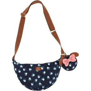 Minnie Mouse Polka dot 28 Cm Denim Sling Crossbody Bag With Detachable Coin Pouch