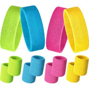 Sweatbands Set, Paris Sports Competitions Supplies Include Sports Headband and Wristbands Sweatbands Colorful Cotton Sweatband Set for Men Women
