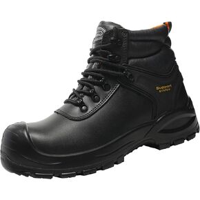 Black Work Boots for Men Composite Toe Non Slip Comfortable Leather Waterproof Lightweight Industrial Construction Safety Boots