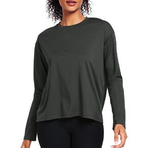 Long Sleeve Workout Tops for Women Athletic Crewneck Hiking Shirt Loose Fit Casual Tops in Kuwait