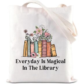 JNIAP Librarian Tote Bag Librarian Gift For Women Library Grocery Bag Reading Lover Bookworm Bookish Shopping Beach Handbag