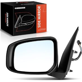 A-Premium Passenger Side Power Door Mirror - Compatible with Mitsubishi Mirage 2015 2017-2022, Mirage G4 2017-2019 - Heated Manual Folding w/Turn Signal Black Outside Rear View Mirror