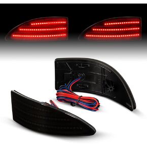 LED Rear Bumper Reflector Light Compatible with Lexus IS250/IS350 2006-2012 Sedan w/4 Functions Turn Signal+Brake+Reverse+Running Lighting Smoke Lens Sold as Pair