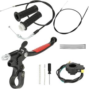 Motorized Bike Throttle Cable Handle Grip Assembly Clutch Lever Kit Compatible with 2 Stroke Engine 80cc 100cc 66cc 49cc 50cc Gas Motor Motorized Bike Bicycle Parts with 7/8" 22mm Handlebar