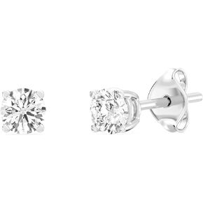 Gilded Lab Grown Solitaire Diamond Stud Earrings for Women Round Cut 925 Sterling Silver 4 Prong Push Back (F-G color and SI1-SI2)