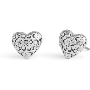 COACH Women's Signature Quilted Heart Stud Earrings