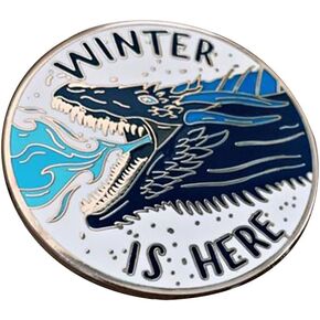 Winter is Here Thrones GOT Viserion Ice Dragon Blue Fire Wall Fantasy TV Show 1.25" Enamel Pin Badge