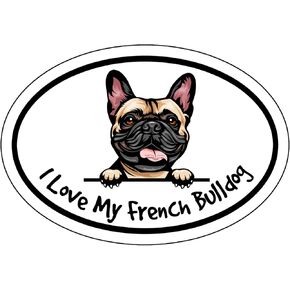 WickedGoodz I Love My French Bulldog Vinyl Decal - Frenchie Dog Breed Bumper Sticker - for Laptops Windows Cars Trucks