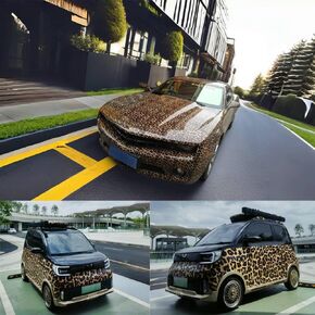 XhuangTech Car Body Leopard Pattern Vinyl Wrap Stickers Film Sheet DIY Sticker Films, Iron on Printed Heat Transfer Vinyl (12" x 60")