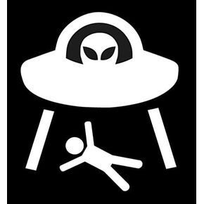 SixtyTwo24 Alien Abduction Sticker - 5" Decal {White}- Roswell Alien, Area 51, Space Ship, Abducted, Flying Saucer, Planet, Roswell NM, UFO, Tablet car, Computer, Sticker Decal