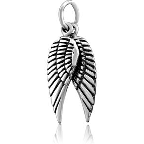 WithLoveSilver Sterling Silver 925 2 Pieces Oxidized Angel Wings Pendant