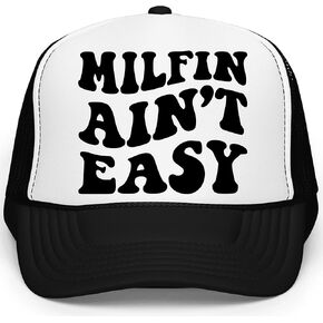 Milfin Ain't Easy Funny Classic 5 Panel Mesh Snap Back Trucker Hat