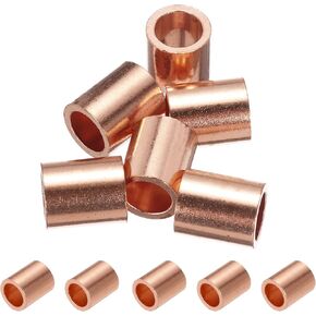 PATIKIL 3/8"/ 6mm Wire Rope Stop Sleeve, 6 Pack Copper Crimping Loop Sleeve End for Wire Rope Cable Ferrule, Gold Tone