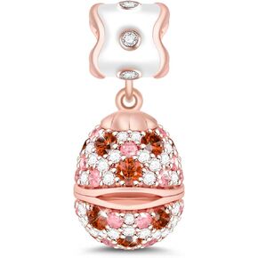 GNOCE Easter Egg Pendant Charms Openable with Heart Dangle Beads Charm 925 Sterling Silver Colorful Enamels Fit Bracelet/Necklace For Women Mother's Day Gift (style-2)
