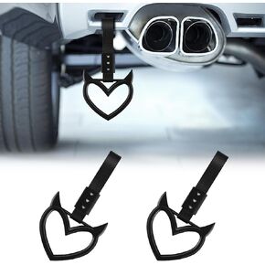 2PCS Devil Heart Handle Ring, Heart Hand Strap Drift Charm, Cute Heart-Shaped Warning Loops, Easy Installation Rear Bumper Warning Ring Decor, Interior Decoration for Car (Pink)