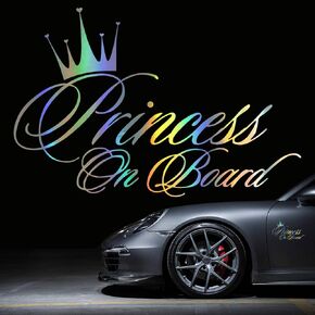 HungMieh Car Stickers Decals Princess ON Board for Girl Car Styling Bumper Stickers Laser Car Body Door Window Stickers Vinyl 6.5 x 4.29 (Holographic Color)