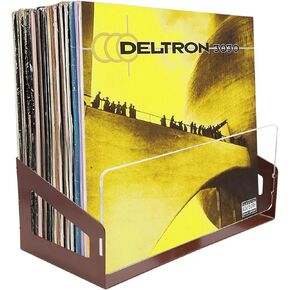 Acrylic Vinyl Record Display Rack –Holds 40+ Albums, Space-Saving Desktop Vinyl Record Holder for LPs, Magazines, or Files, Album Organizer Record Stand, Sleek and Functional, Coated Steel+Acrylic
