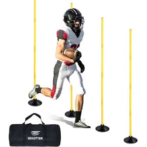 Soccer Training Equipment, Agility Pole Speed Training Equipment with 6 Agility Pole, 10 Soccer Cone, 19.6 ft Agility Ladder, Jump Rope Speed Training for Soccer, Basketball, Athletes Kids Youth Adult