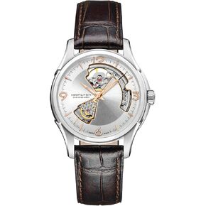 Hamilton Watch Jazzmaster Open Heart Auto 40mm Case, Silver Dial, Leather Strap (Model: H32565555)