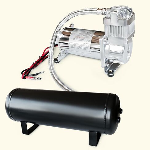 طقم ضاغط تعليق هوائي 150 رطل لكل بوصة مربعة من MILLISEC لبوق السيارة، تعليق ركوب الهواء، أدوات الهواء/إطارات المركبات، إطارات الدراجات النارية، ضاغط هواء سريع التوصيل 1/4 بوصة NPT (P/N10003) in Kuwait