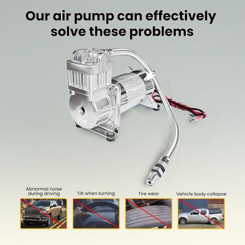 طقم ضاغط تعليق هوائي 150 رطل لكل بوصة مربعة من MILLISEC لبوق السيارة، تعليق ركوب الهواء، أدوات الهواء/إطارات المركبات، إطارات الدراجات النارية، ضاغط هواء سريع التوصيل 1/4 بوصة NPT (P/N10003) in Kuwait