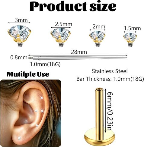 18G Labret Jewelry مترابطة داخليا Labret ميدوسا الشفاه خواتم الفولاذ المقاوم للصدأ حلقات الأنف ترصيع الزنمة أقراط ميدوسا ثقب المجوهرات للنساء الرجال in Kuwait