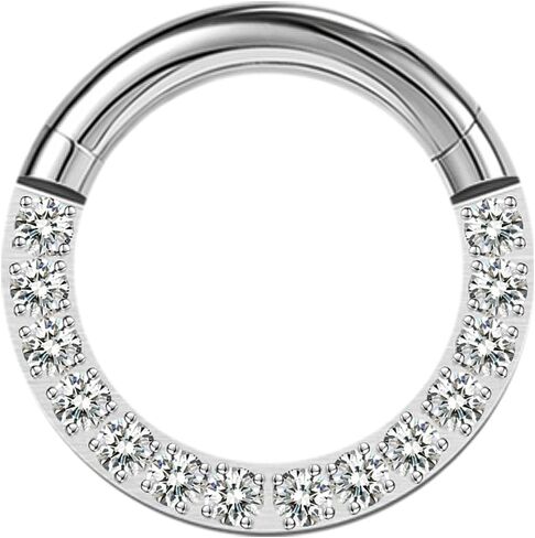 2G 4G 6G 8G 10G 12G Septum Rings Heavy Gauges Hinged Nose Rings Hoop With Cubic ZirconiaBody Piercing Rings for Septum Nose Lip Jewelry Cartilage Tragus Earrings Conch Piercing Jewelry Silver in Kuwait