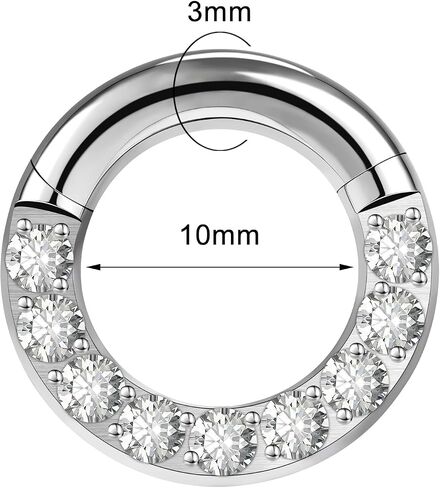 2G 4G 6G 8G 10G 12G Septum Rings Heavy Gauges Hinged Nose Rings Hoop With Cubic ZirconiaBody Piercing Rings for Septum Nose Lip Jewelry Cartilage Tragus Earrings Conch Piercing Jewelry Silver in Kuwait