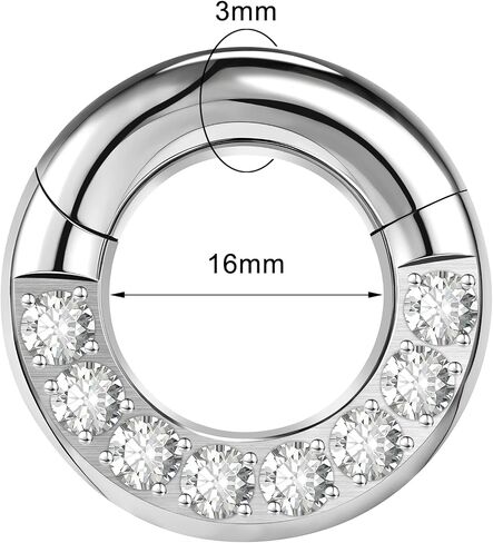 2G 4G 6G 8G 10G 12G Septum Rings Heavy Gauges Hinged Nose Rings Hoop With Cubic ZirconiaBody Piercing Rings for Septum Nose Lip Jewelry Cartilage Tragus Earrings Conch Piercing Jewelry Silver in Kuwait