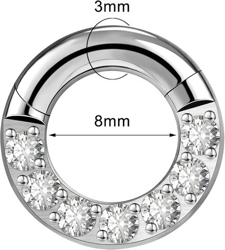 2G 4G 6G 8G 10G 12G Septum Rings Heavy Gauges Hinged Nose Rings Hoop With Cubic ZirconiaBody Piercing Rings for Septum Nose Lip Jewelry Cartilage Tragus Earrings Conch Piercing Jewelry Silver in Kuwait