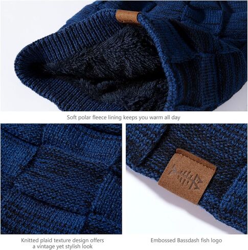 BASSDASH Winter Slouchy Beanies Thick Fleece Lined Skull Cap for Men Women Warm Knitting Hat in Saudi Arabia